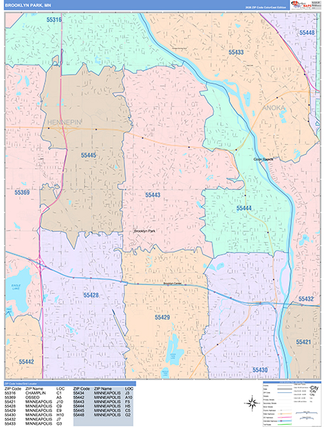Brooklyn Park, MN Zip Code Map